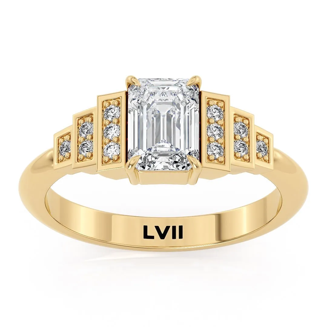Emerald Cut Engagement Rings Deco Charm - The Clarice Ring