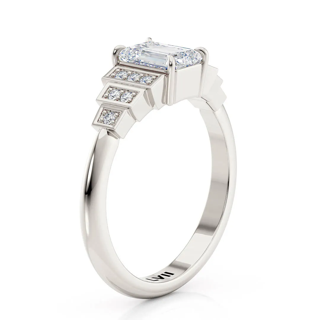 Emerald Cut Engagement Rings Deco Charm - The Clarice Ring