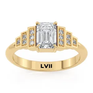 Emerald Cut Engagement Rings Deco Charm - The Clarice Ring