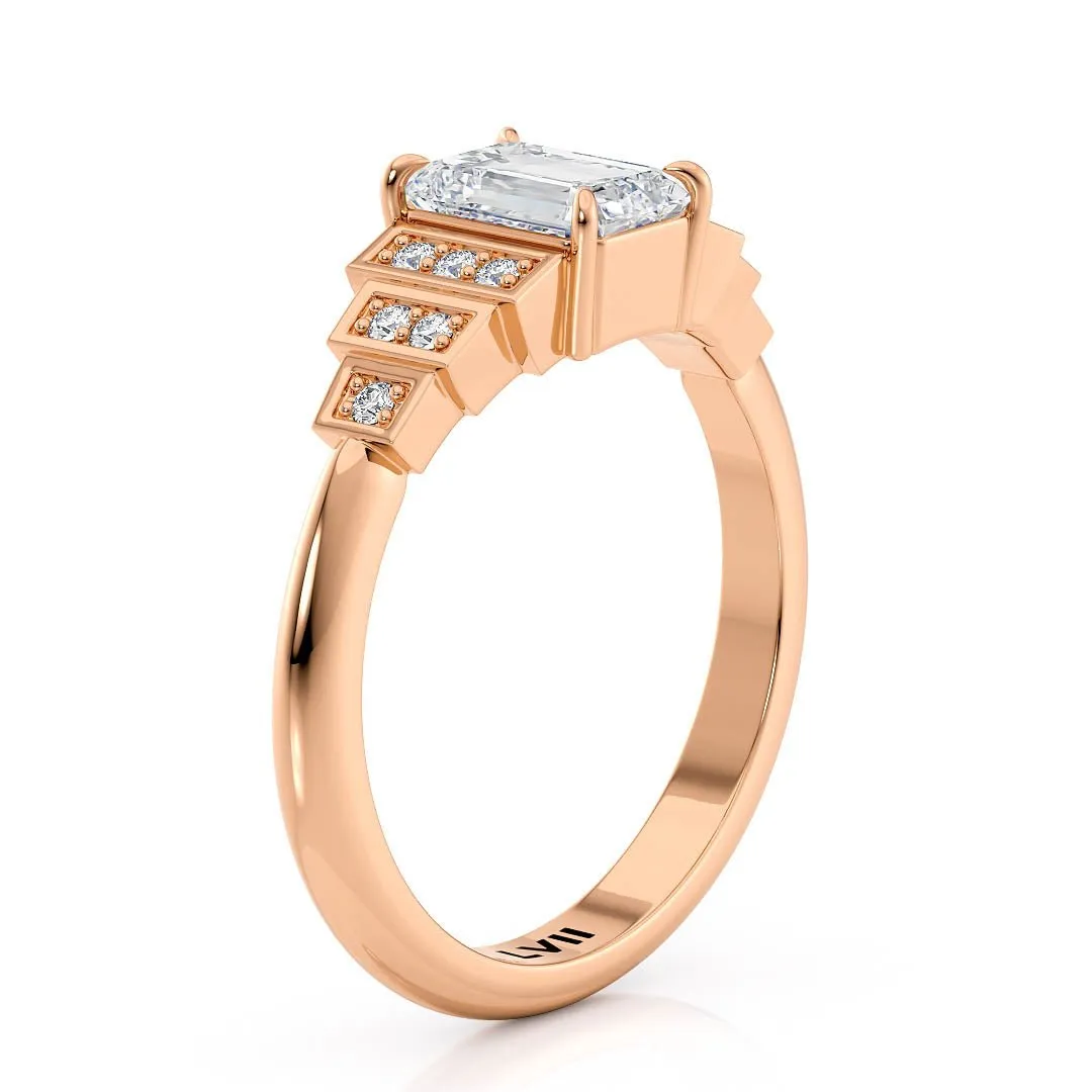 Emerald Cut Engagement Rings Deco Charm - The Clarice Ring