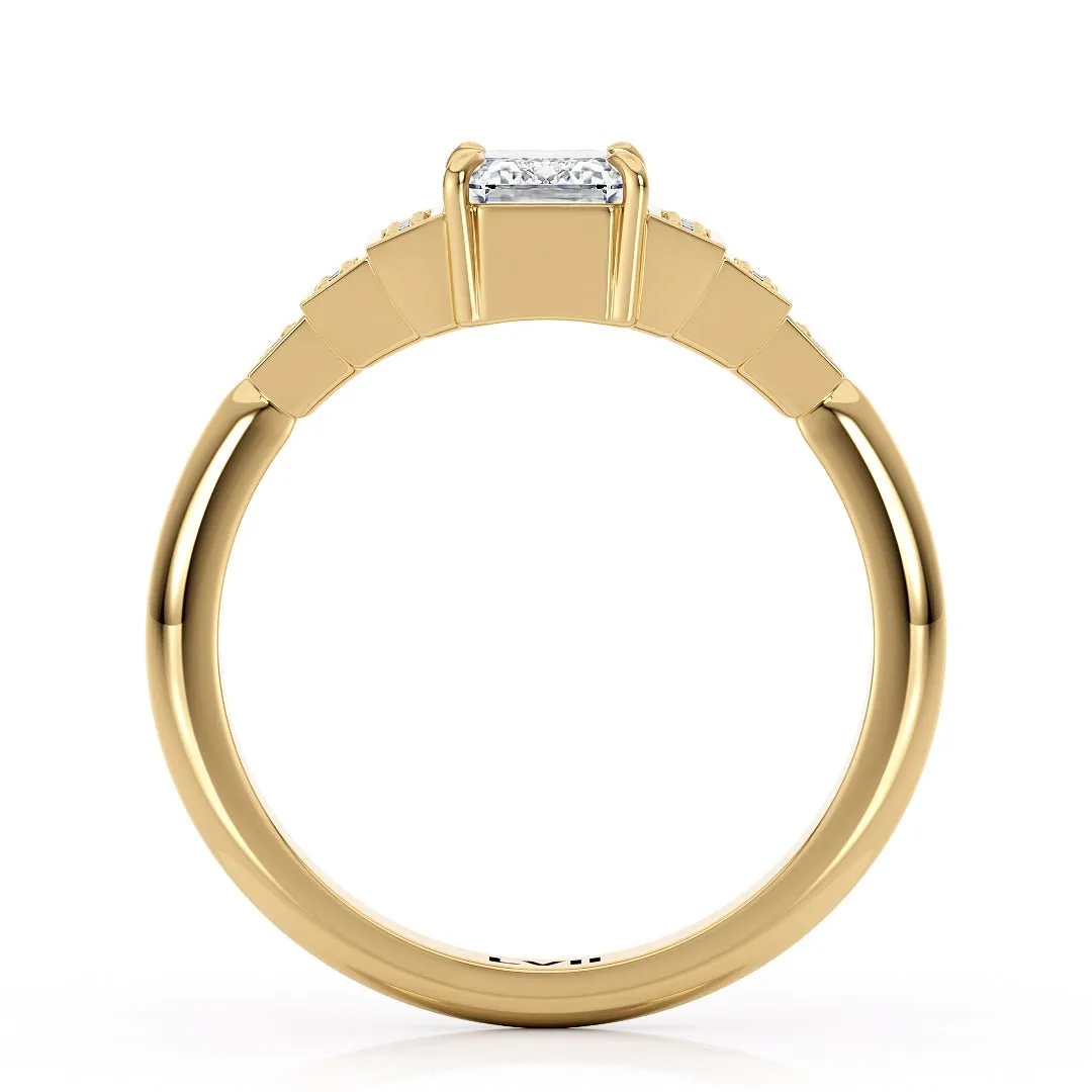 Emerald Cut Engagement Rings Deco Charm - The Clarice Ring