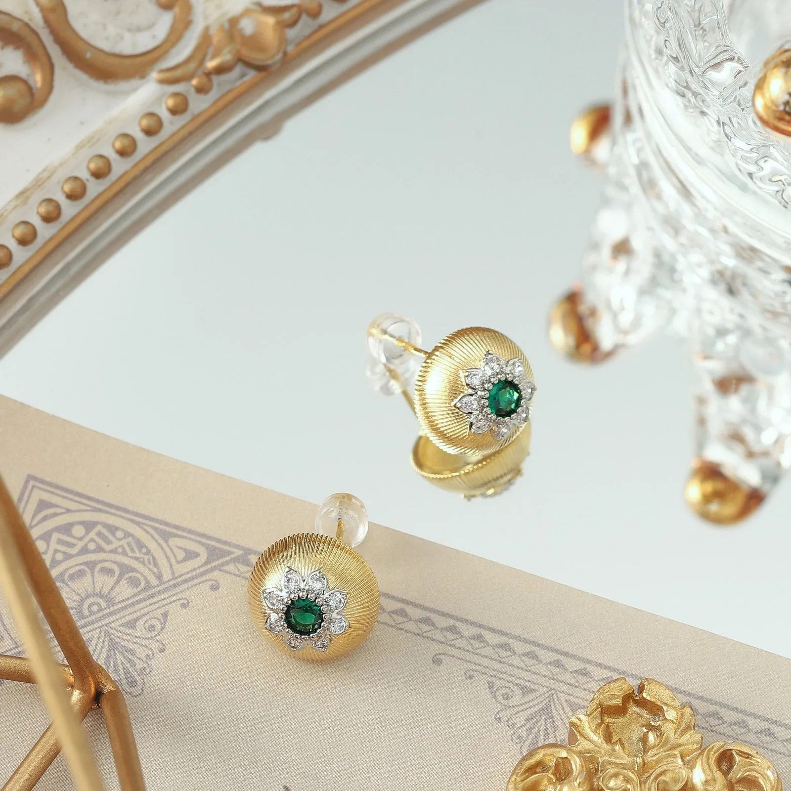 Emerald Flower Earrings