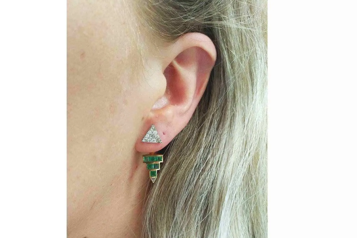 Emerald Pyramid Studs