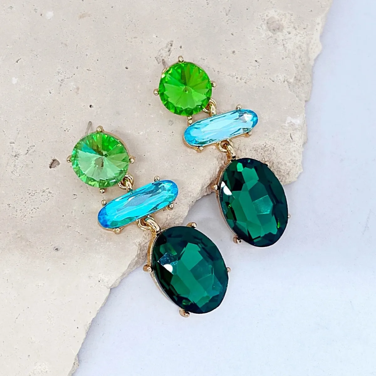 Esther Jewel Drop Earrings (Emerald)