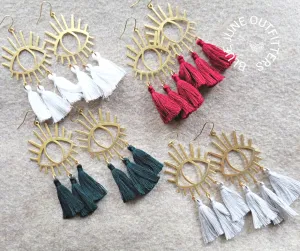 Evil Eye Of Protection Tassel Earrings
