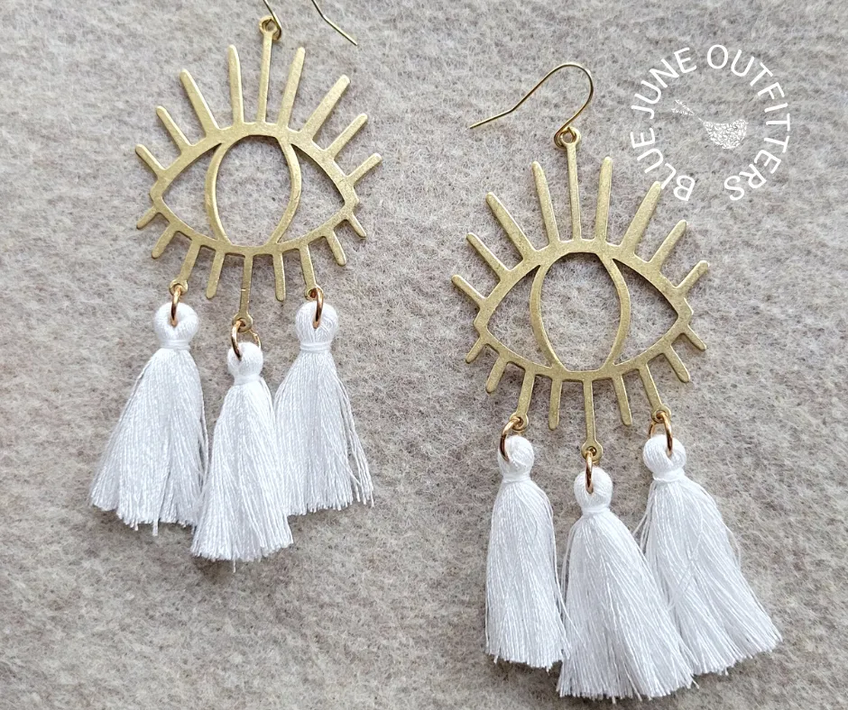Evil Eye Of Protection Tassel Earrings