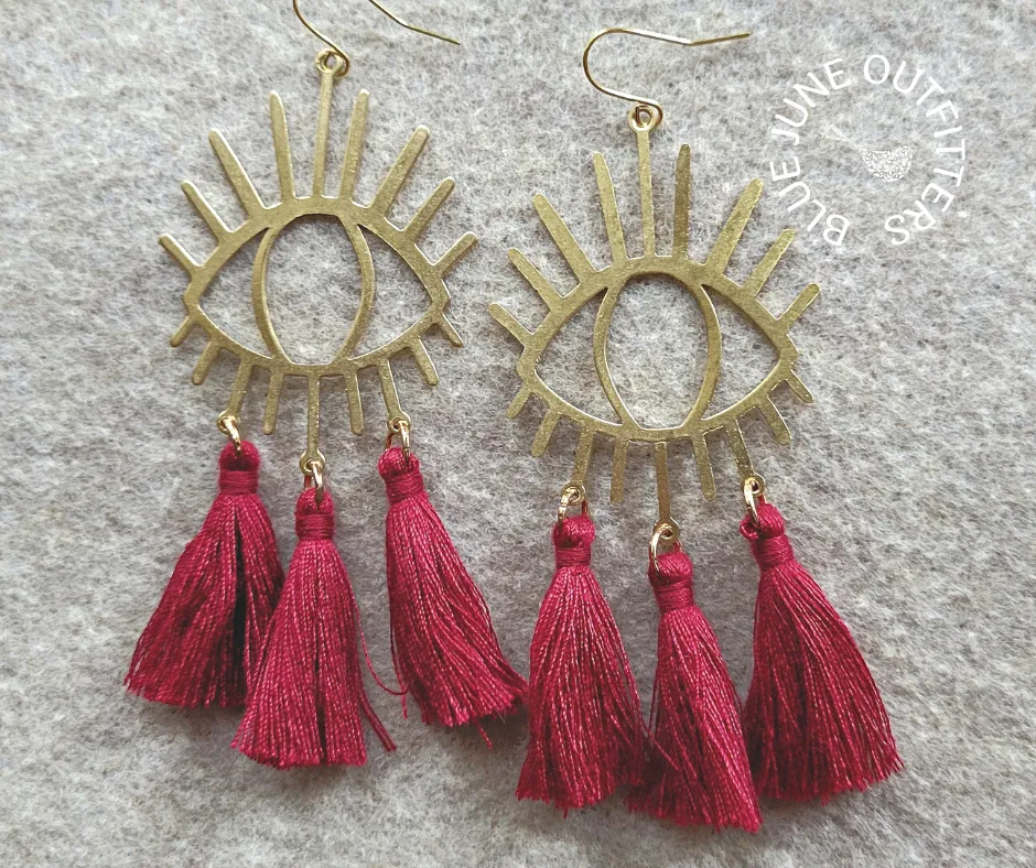 Evil Eye Of Protection Tassel Earrings