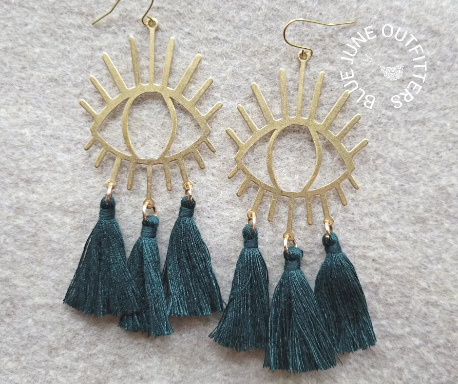 Evil Eye Of Protection Tassel Earrings
