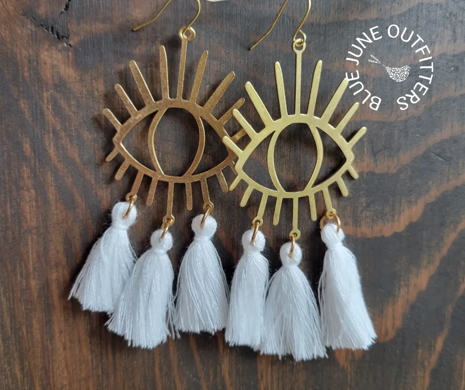 Evil Eye Of Protection Tassel Earrings