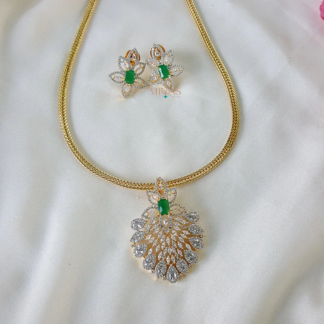 Fashionable AD Stone Pendant Chain