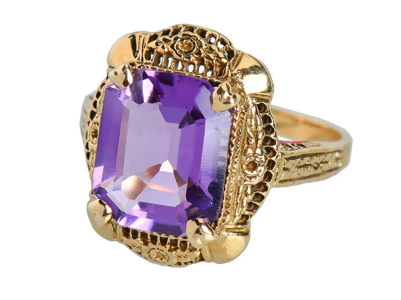 Flower Garden - Vintage Amethyst Filigree Ring