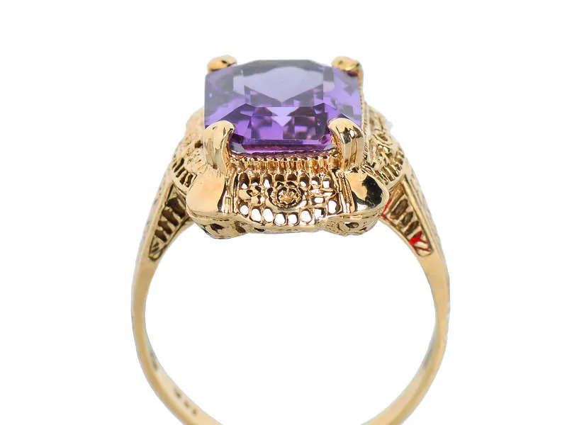 Flower Garden - Vintage Amethyst Filigree Ring