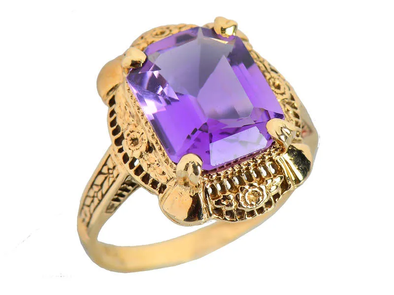 Flower Garden - Vintage Amethyst Filigree Ring