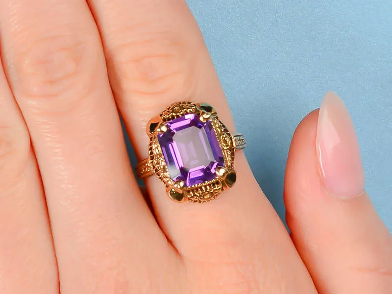 Flower Garden - Vintage Amethyst Filigree Ring