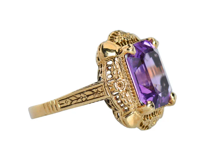 Flower Garden - Vintage Amethyst Filigree Ring