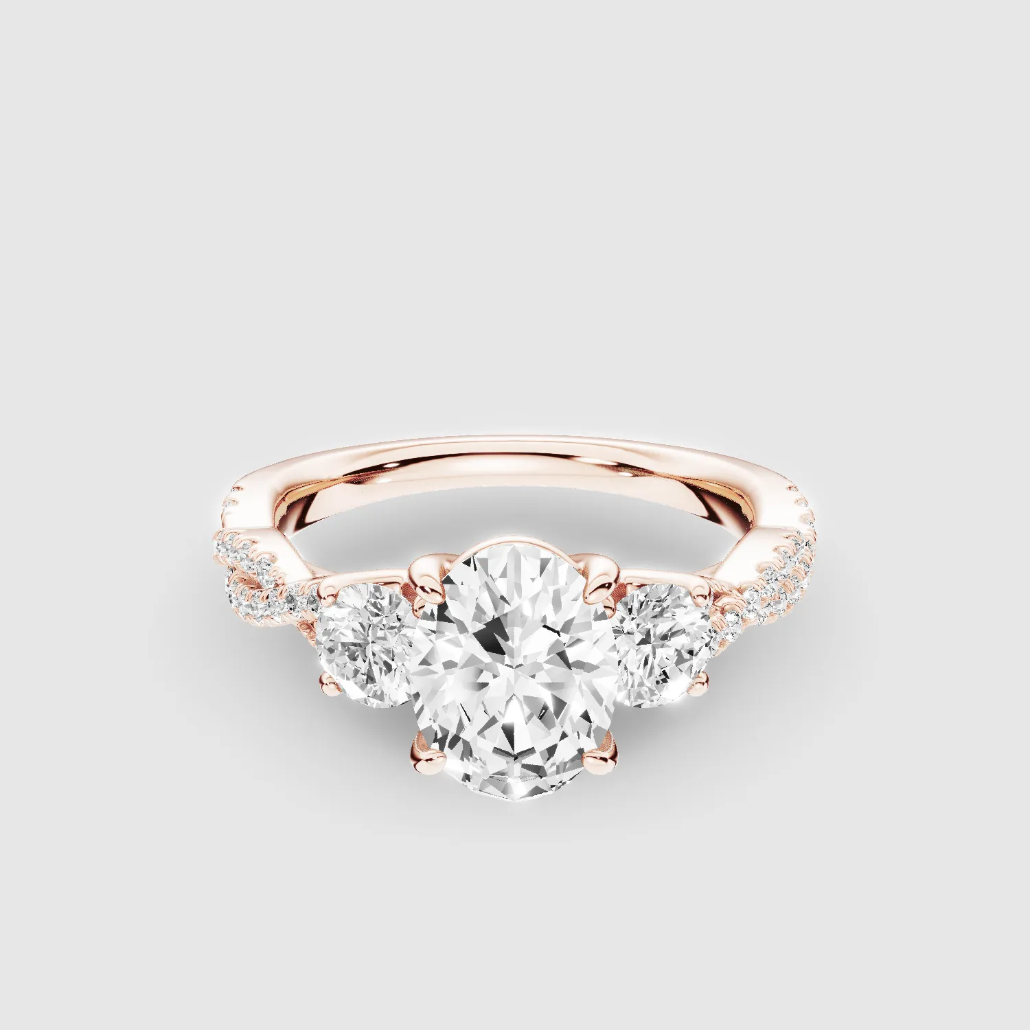 Forever Entwined Three Stone Solitaire Ring-Oval