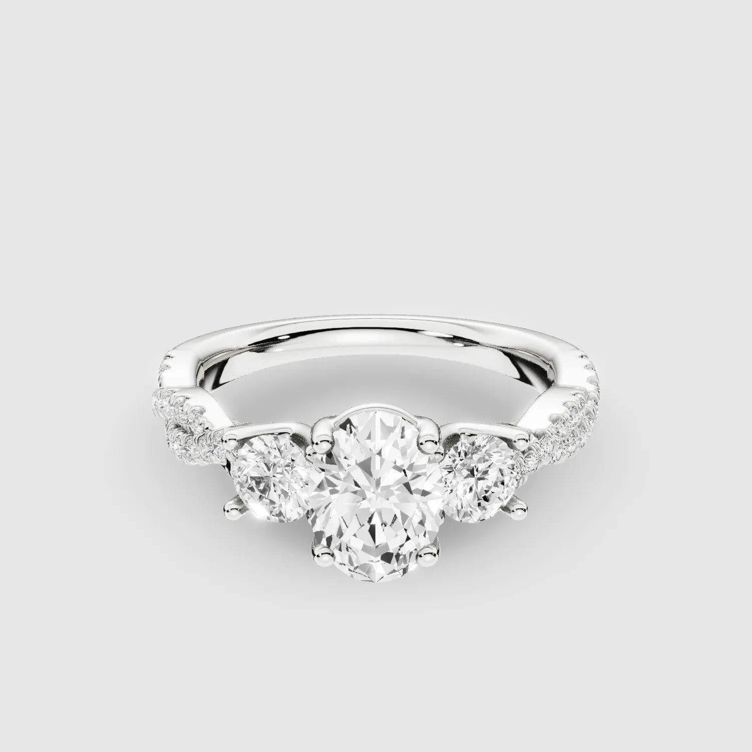 Forever Entwined Three Stone Solitaire Ring-Oval