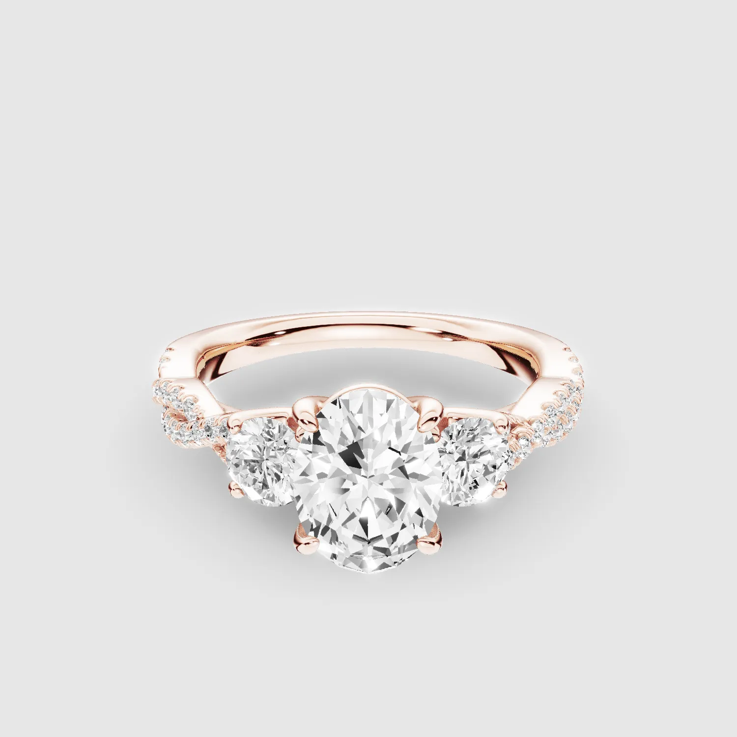 Forever Entwined Three Stone Solitaire Ring-Oval