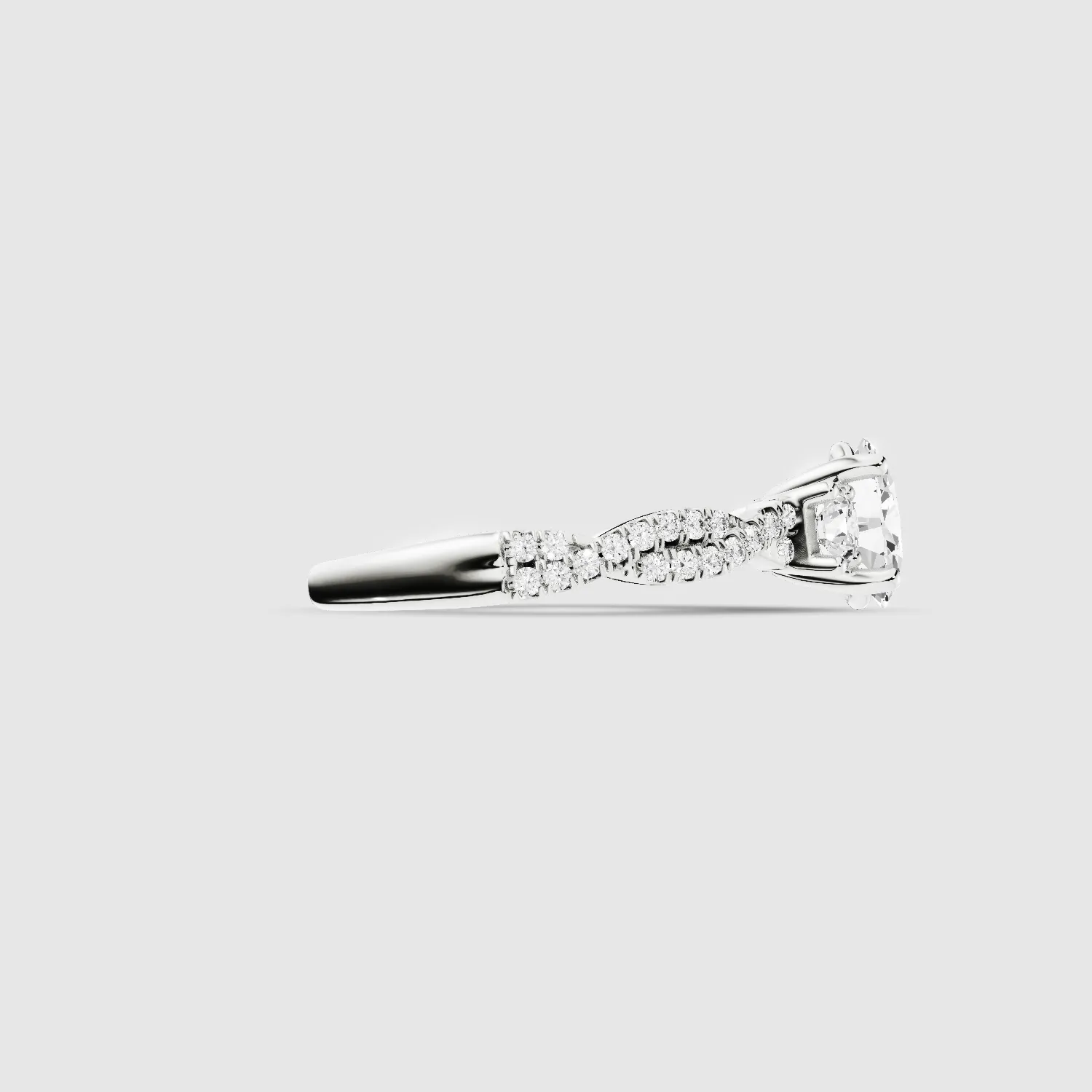 Forever Entwined Three Stone Solitaire Ring-Oval