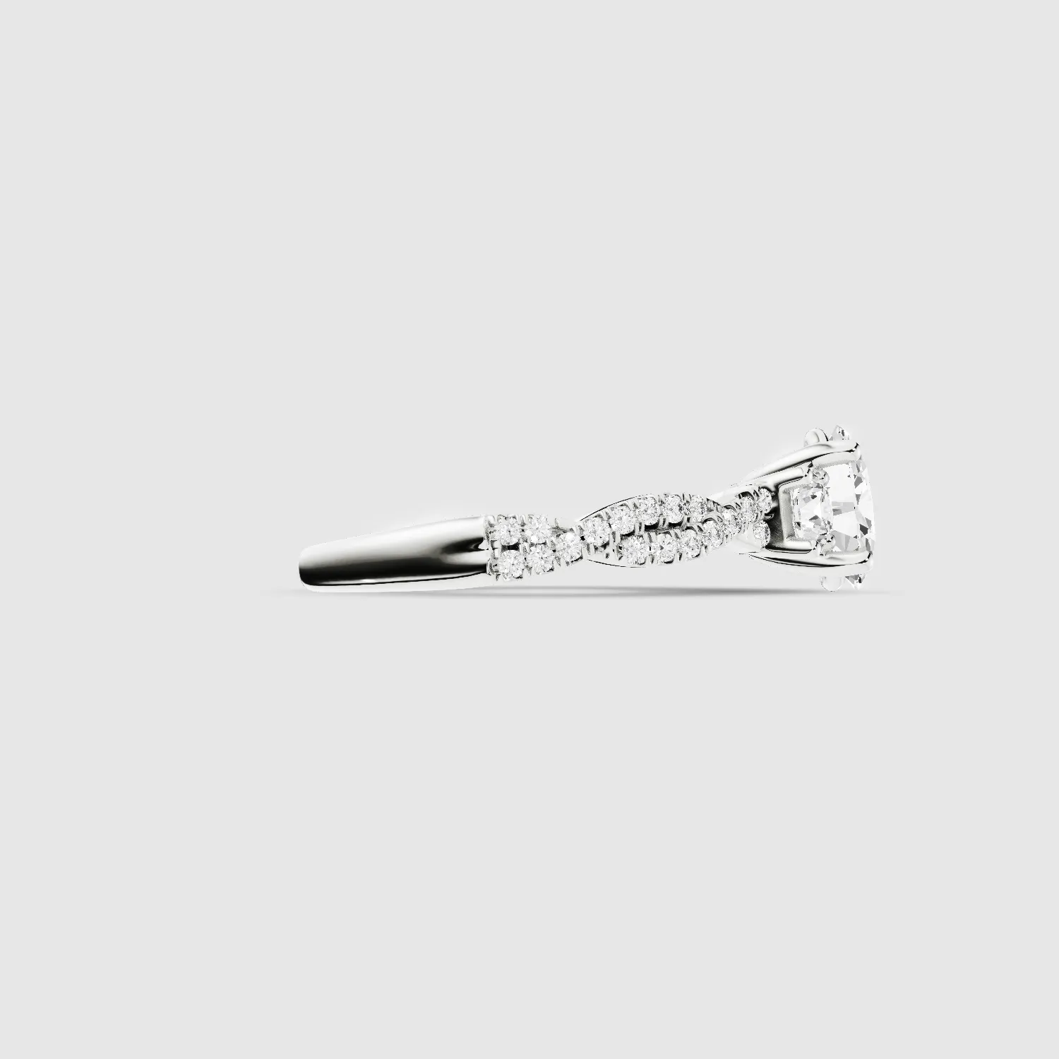 Forever Entwined Three Stone Solitaire Ring-Oval