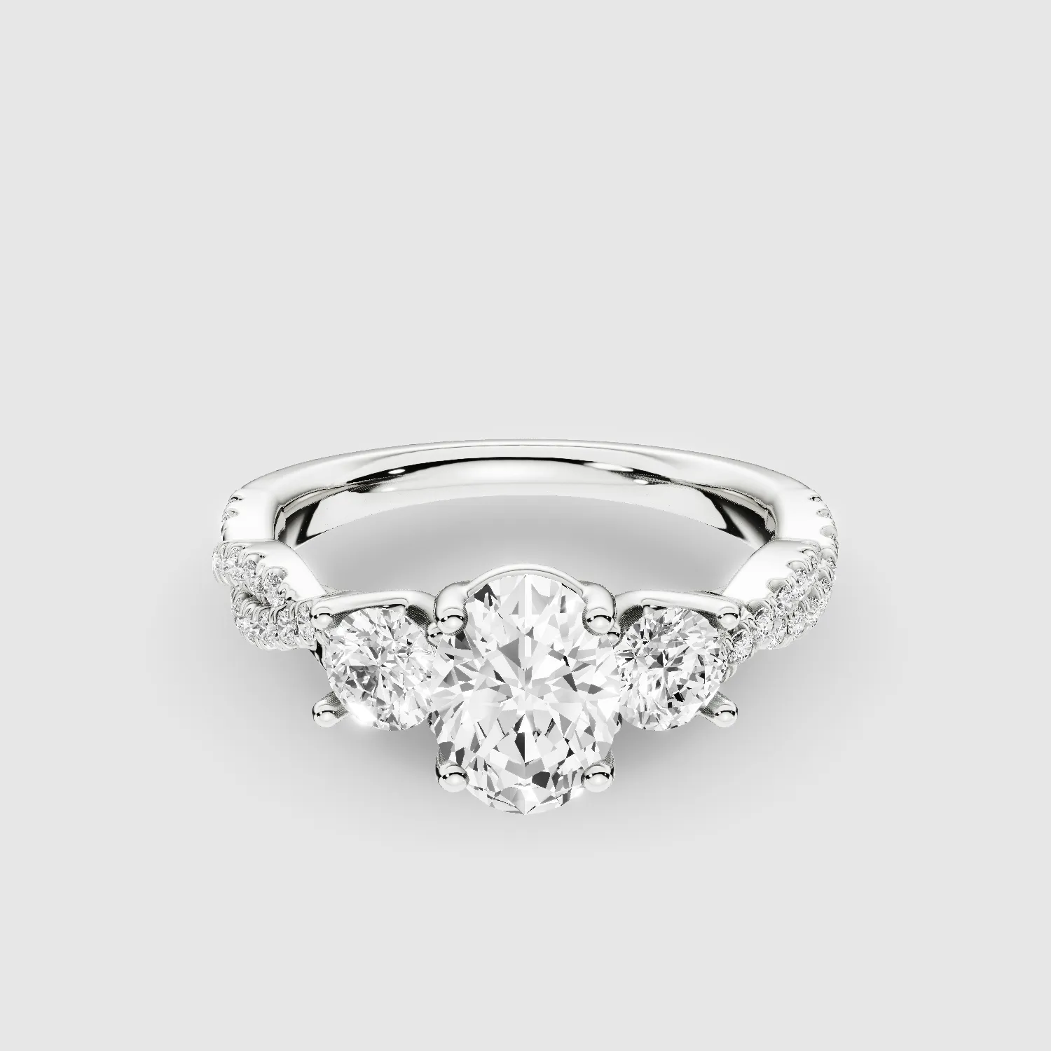 Forever Entwined Three Stone Solitaire Ring-Oval
