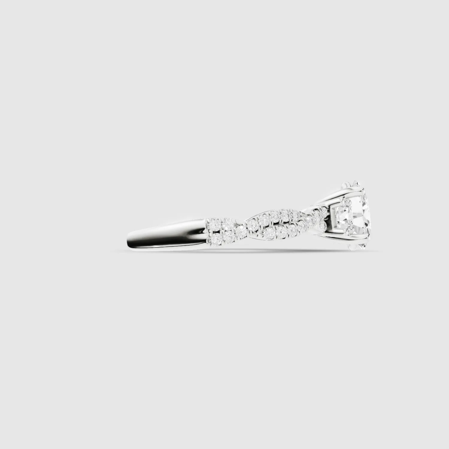 Forever Entwined Three Stone Solitaire Ring-Oval