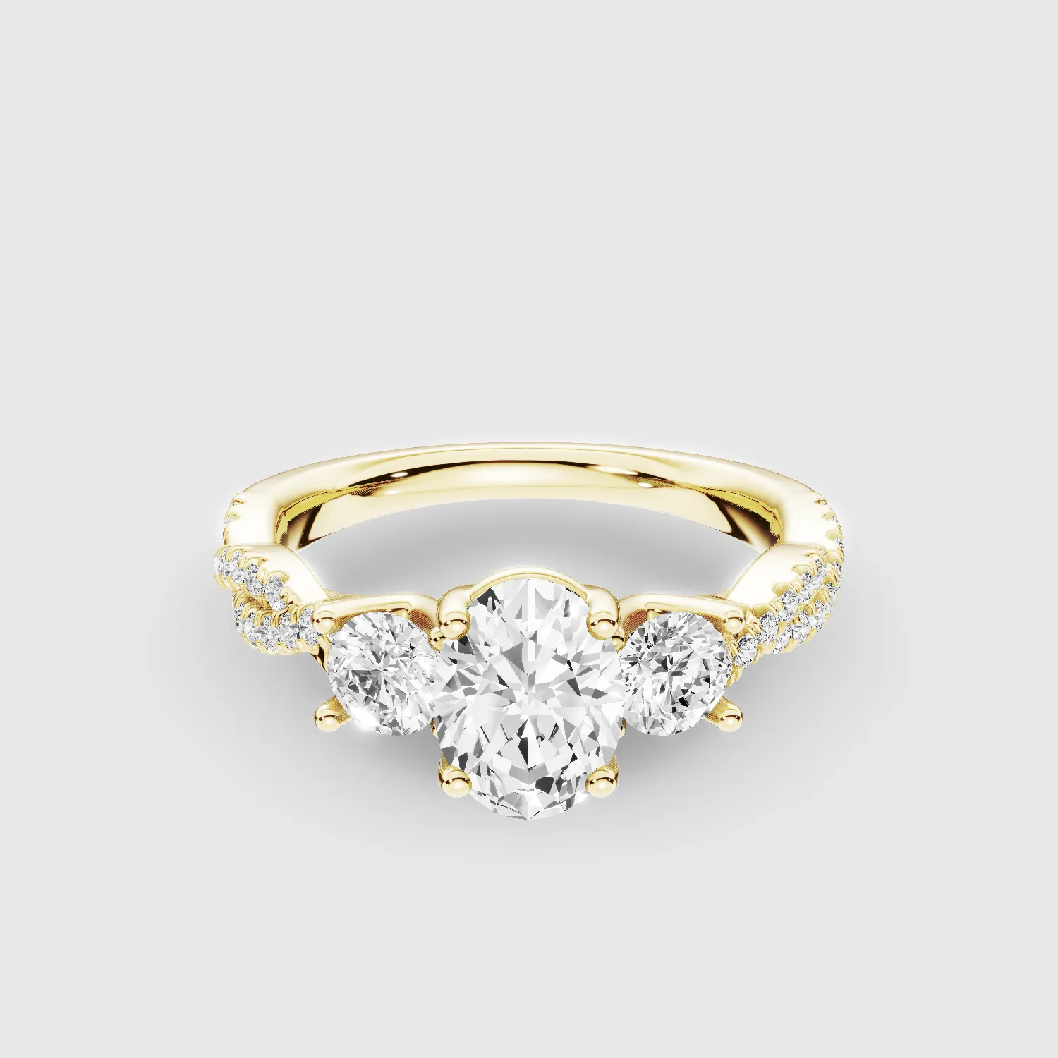 Forever Entwined Three Stone Solitaire Ring-Oval