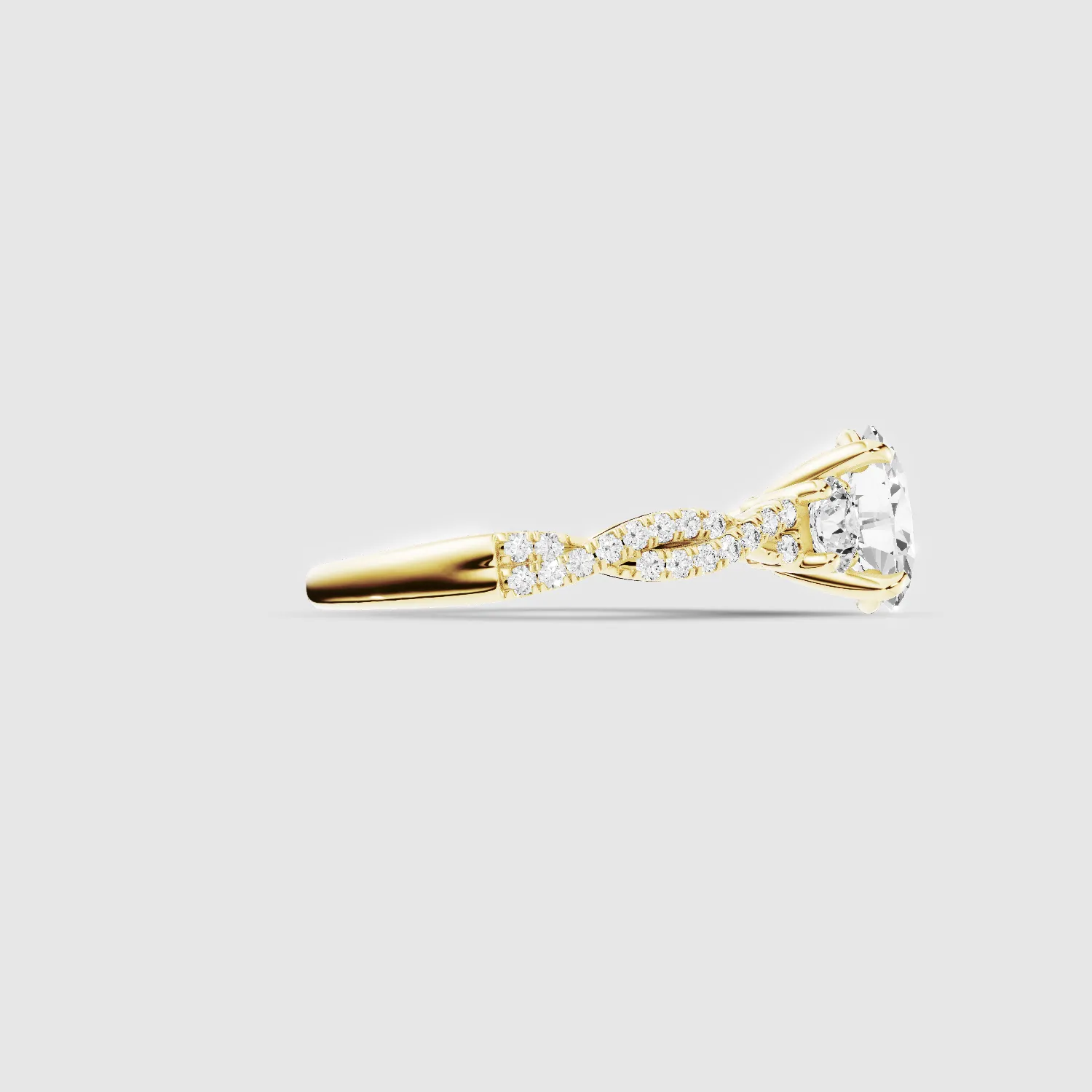 Forever Entwined Three Stone Solitaire Ring-Oval