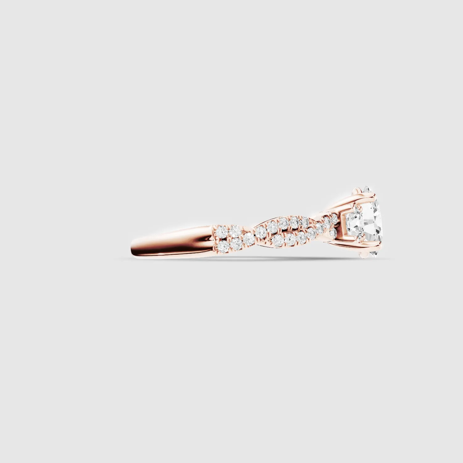 Forever Entwined Three Stone Solitaire Ring-Oval