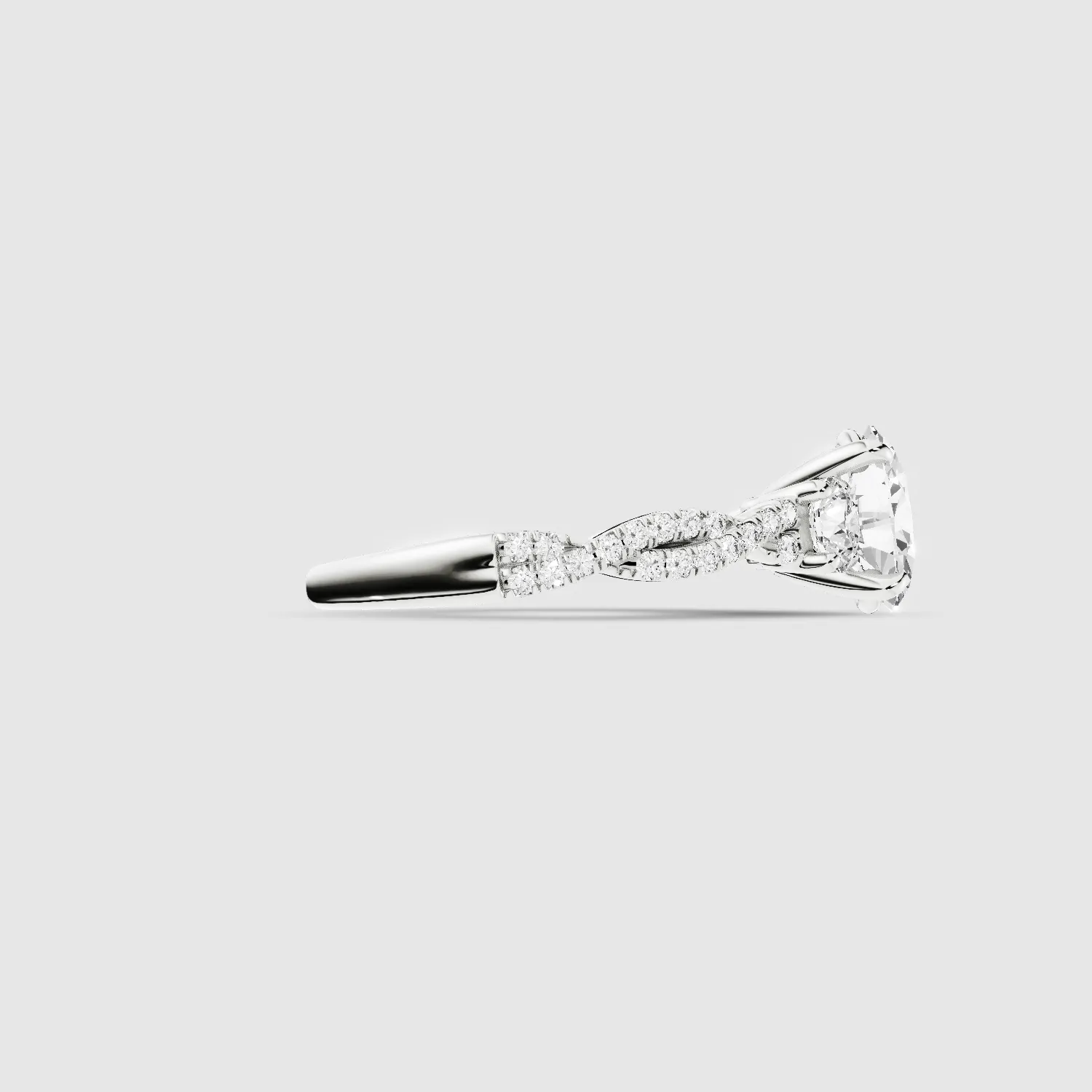 Forever Entwined Three Stone Solitaire Ring-Oval