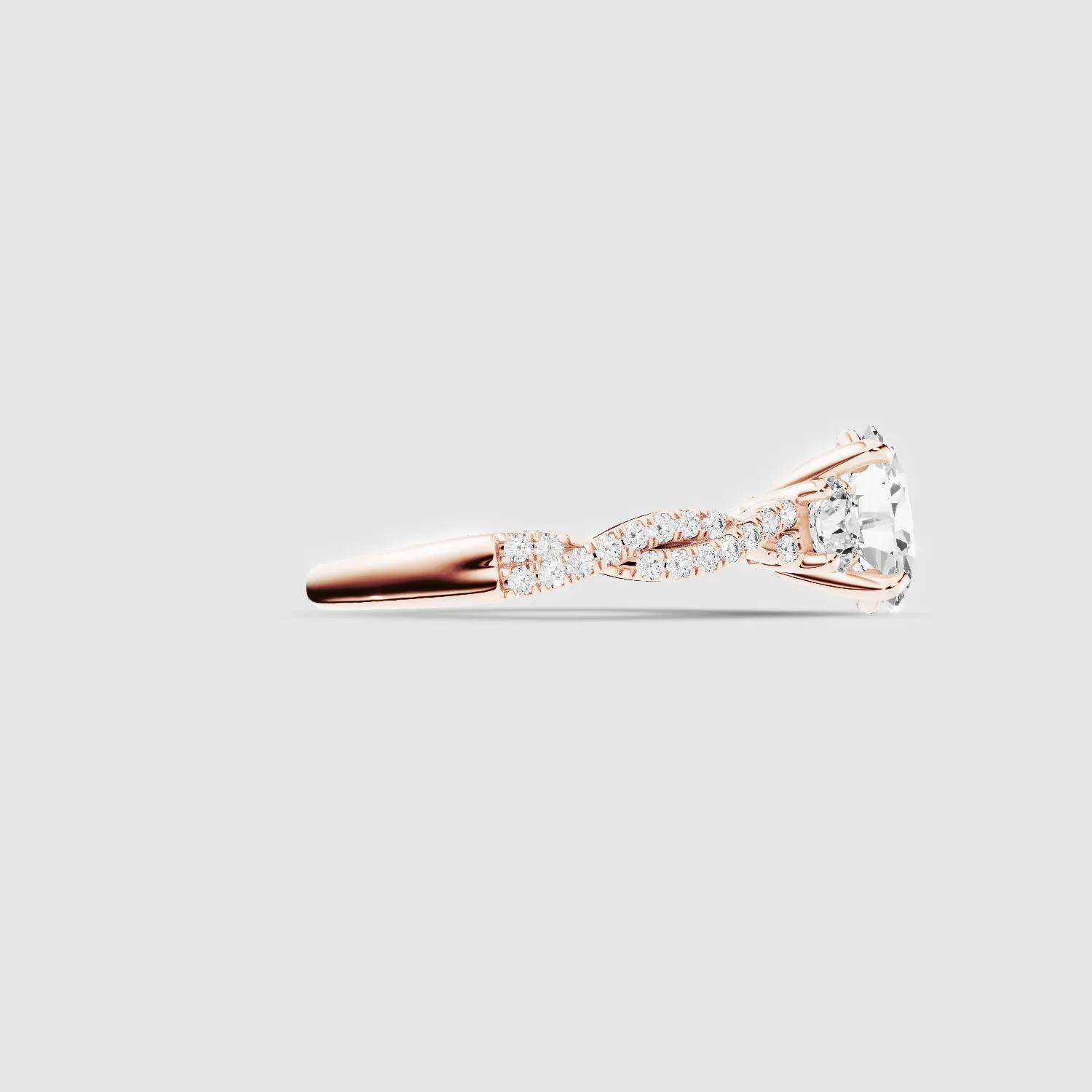 Forever Entwined Three Stone Solitaire Ring-Oval