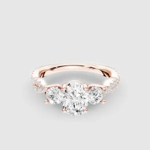 Forever Entwined Three Stone Solitaire Ring-Oval