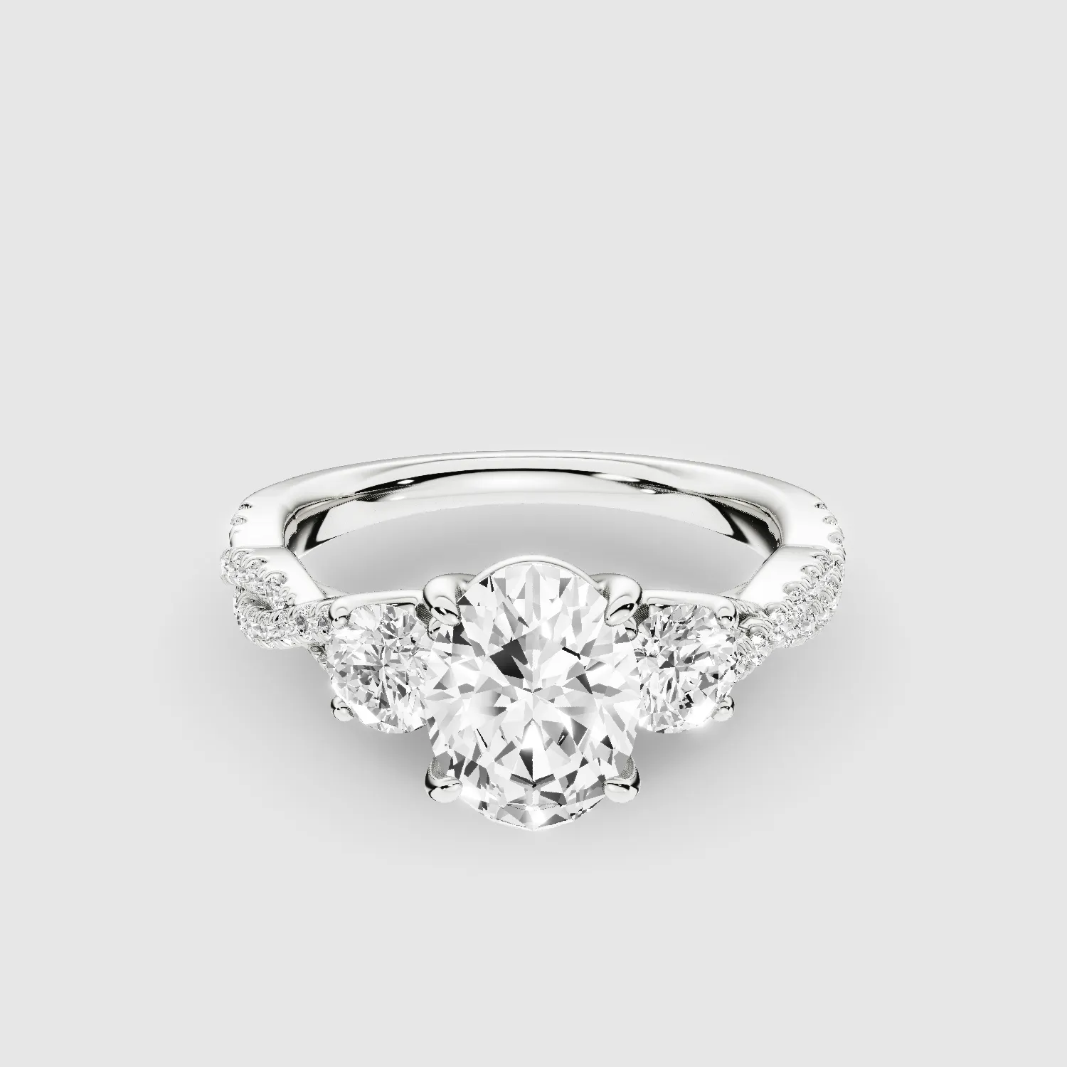 Forever Entwined Three Stone Solitaire Ring-Oval