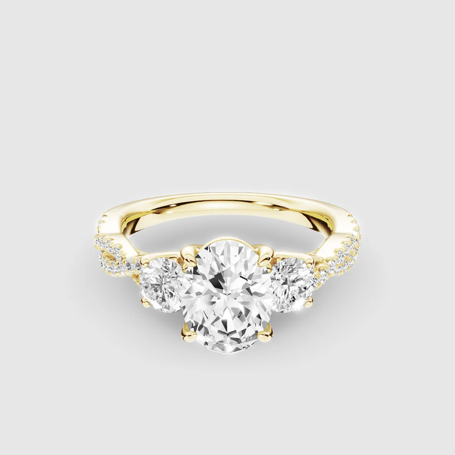 Forever Entwined Three Stone Solitaire Ring-Oval