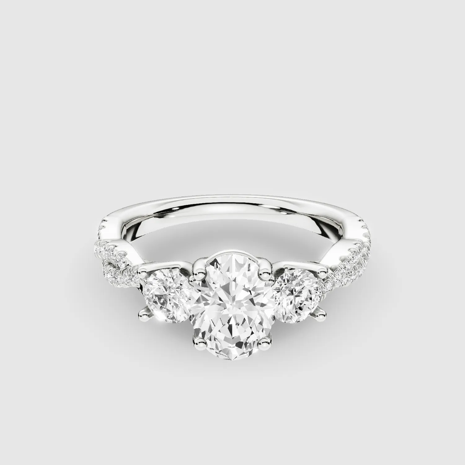 Forever Entwined Three Stone Solitaire Ring-Oval
