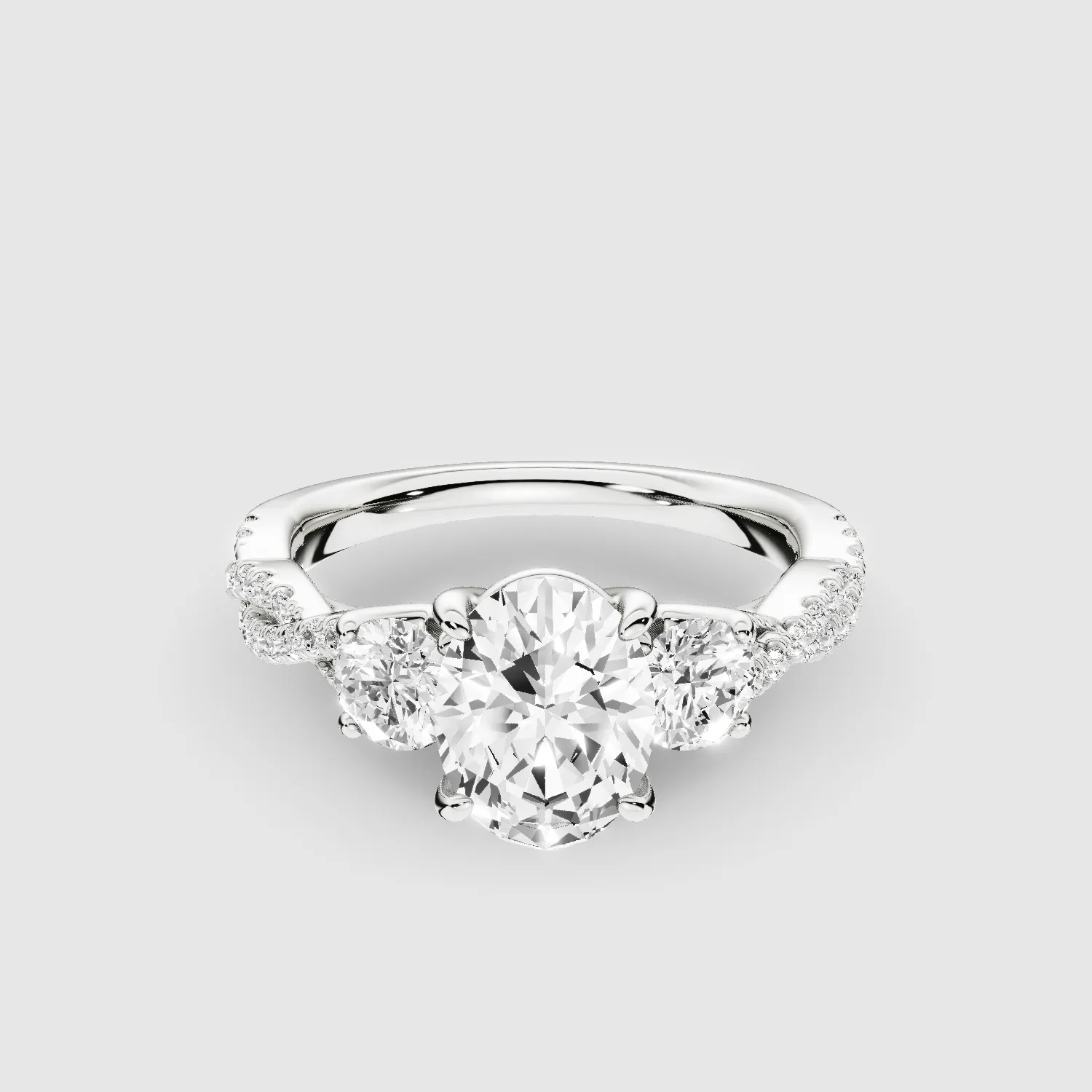 Forever Entwined Three Stone Solitaire Ring-Oval
