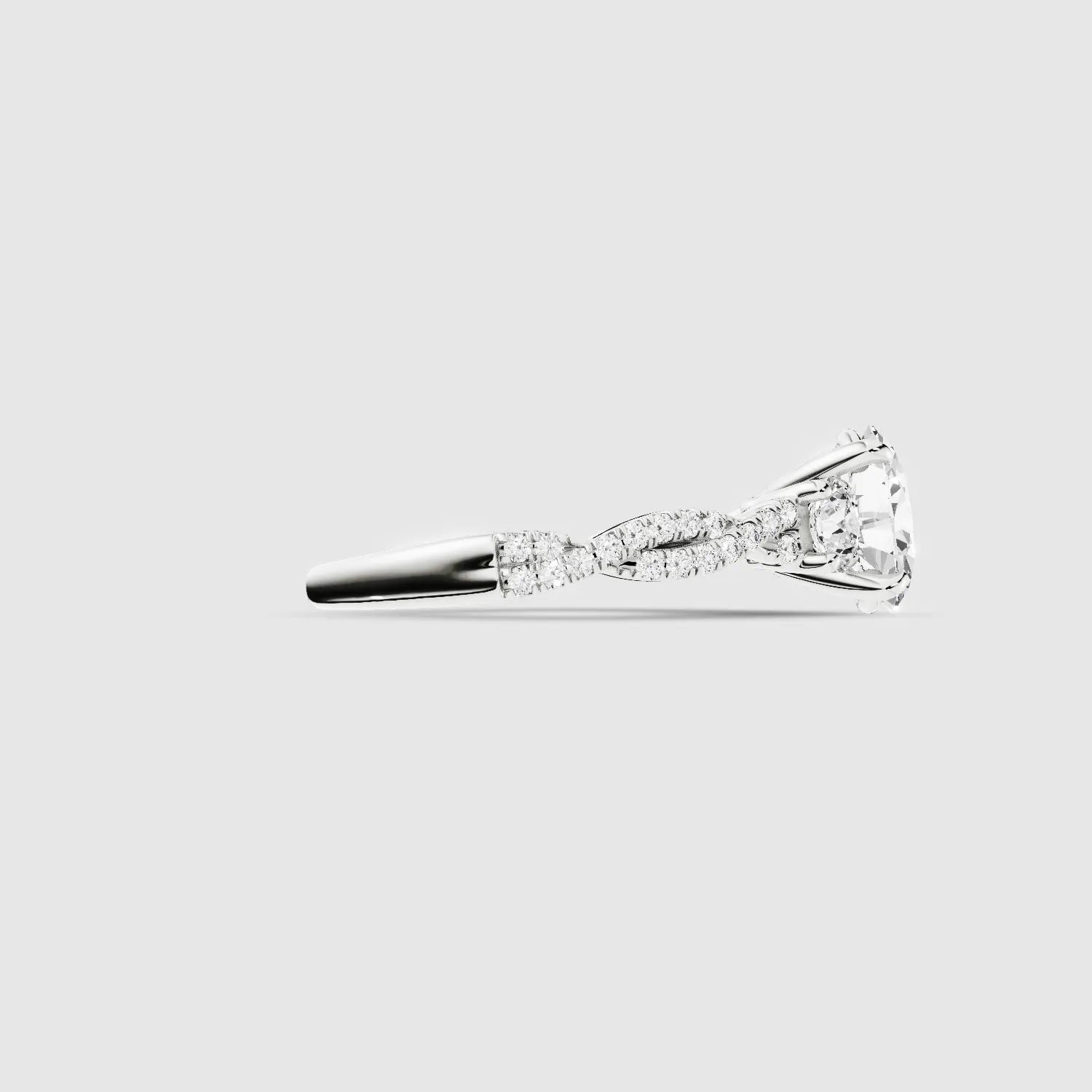 Forever Entwined Three Stone Solitaire Ring-Oval