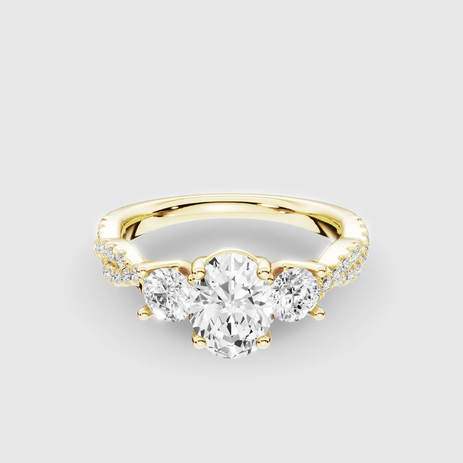 Forever Entwined Three Stone Solitaire Ring-Oval