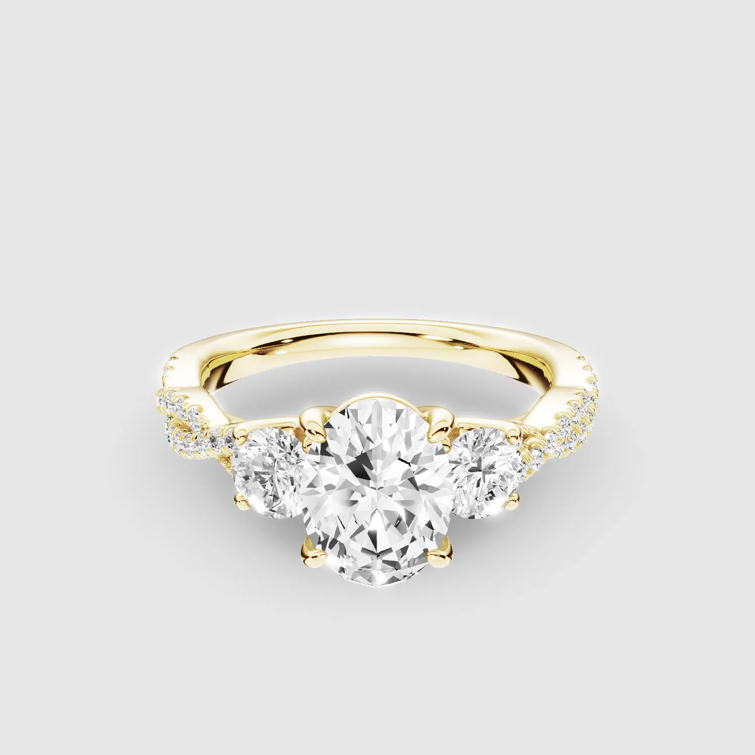 Forever Entwined Three Stone Solitaire Ring-Oval