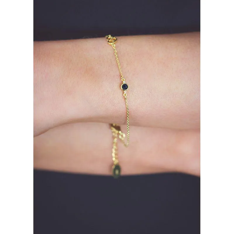 Georgini Natural Sappire and Two Natural Diamond September Bracelet - Gold