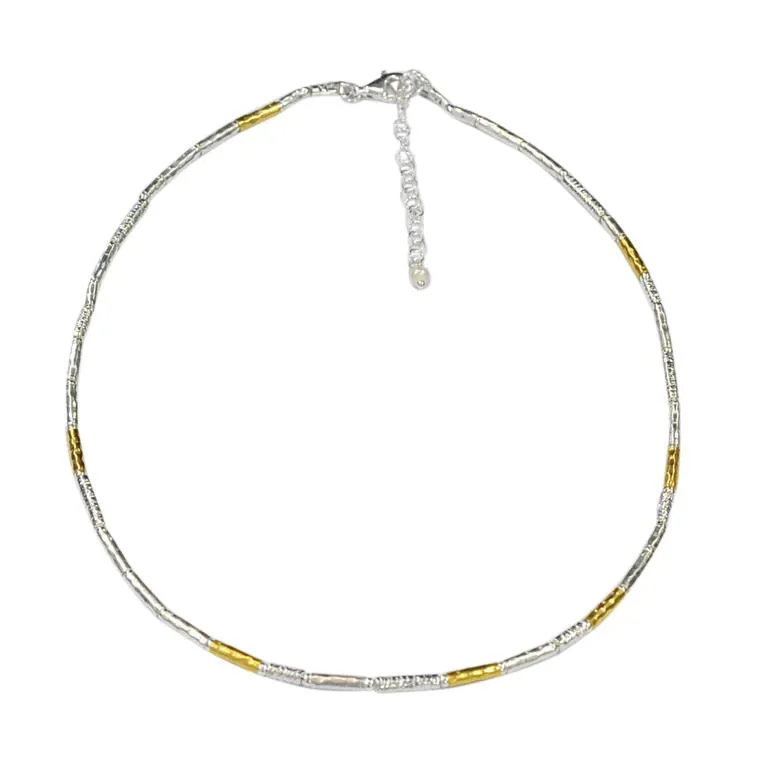 Gold and Silver Two Colour Tube Necklace