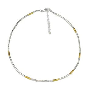 Gold and Silver Two Colour Tube Necklace