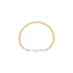 Gold Filled Aquamarine Bead Stretch Bracelet by Dee Berkley