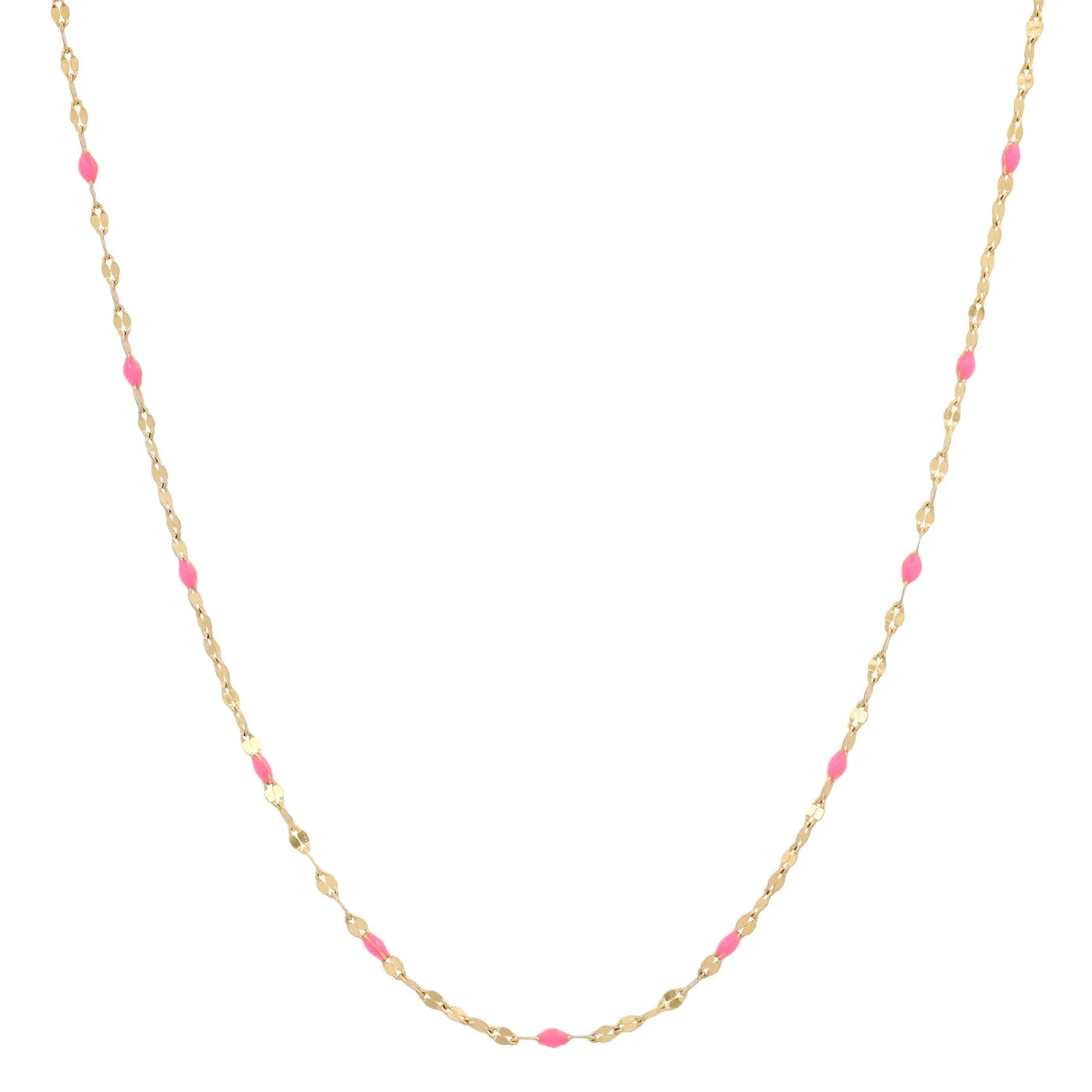 Gold Vermeil Sparkle Chain with Enamel Stations ~ Gold/Neon Pink