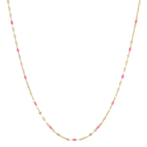 Gold Vermeil Sparkle Chain with Enamel Stations ~ Gold/Neon Pink
