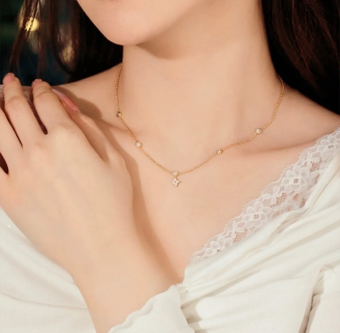 Golden Sparkle Drop Necklace