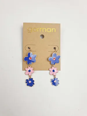 Gorman blue and pink flower drop earrings