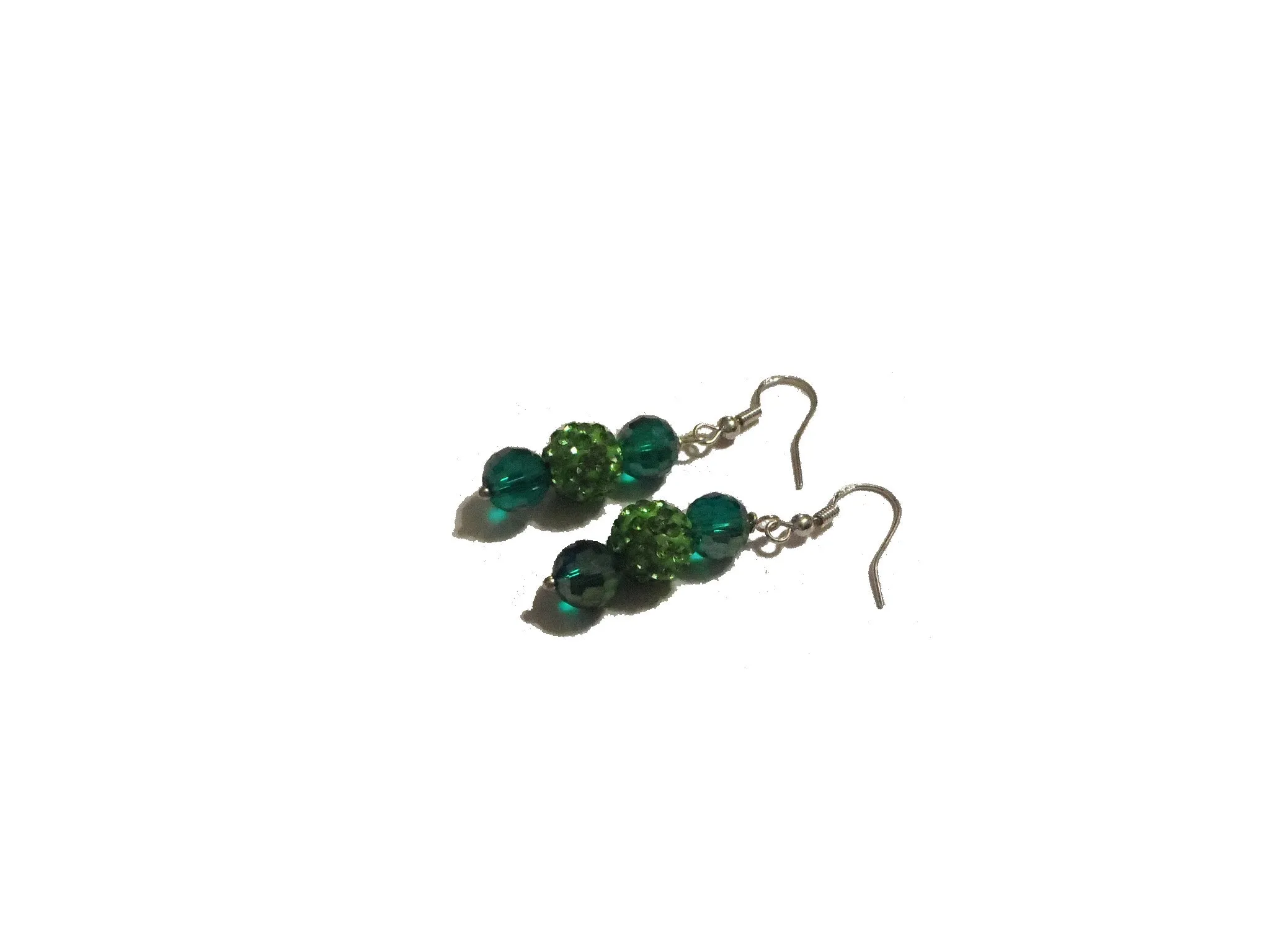 Green Beaded Dangle Earrings- One Of A Kind
