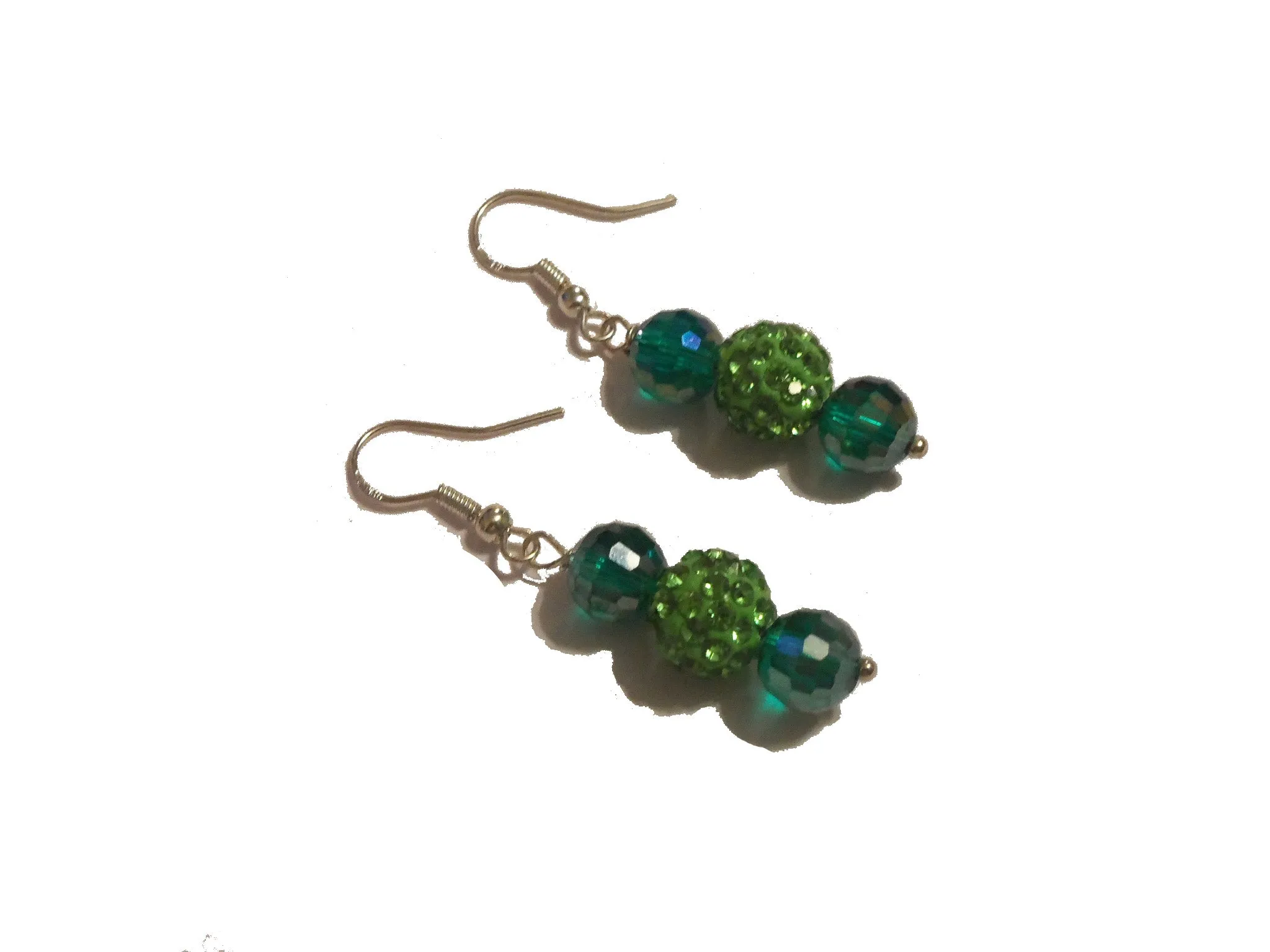 Green Beaded Dangle Earrings- One Of A Kind