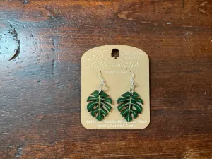 Green Palm Leaves Earrings